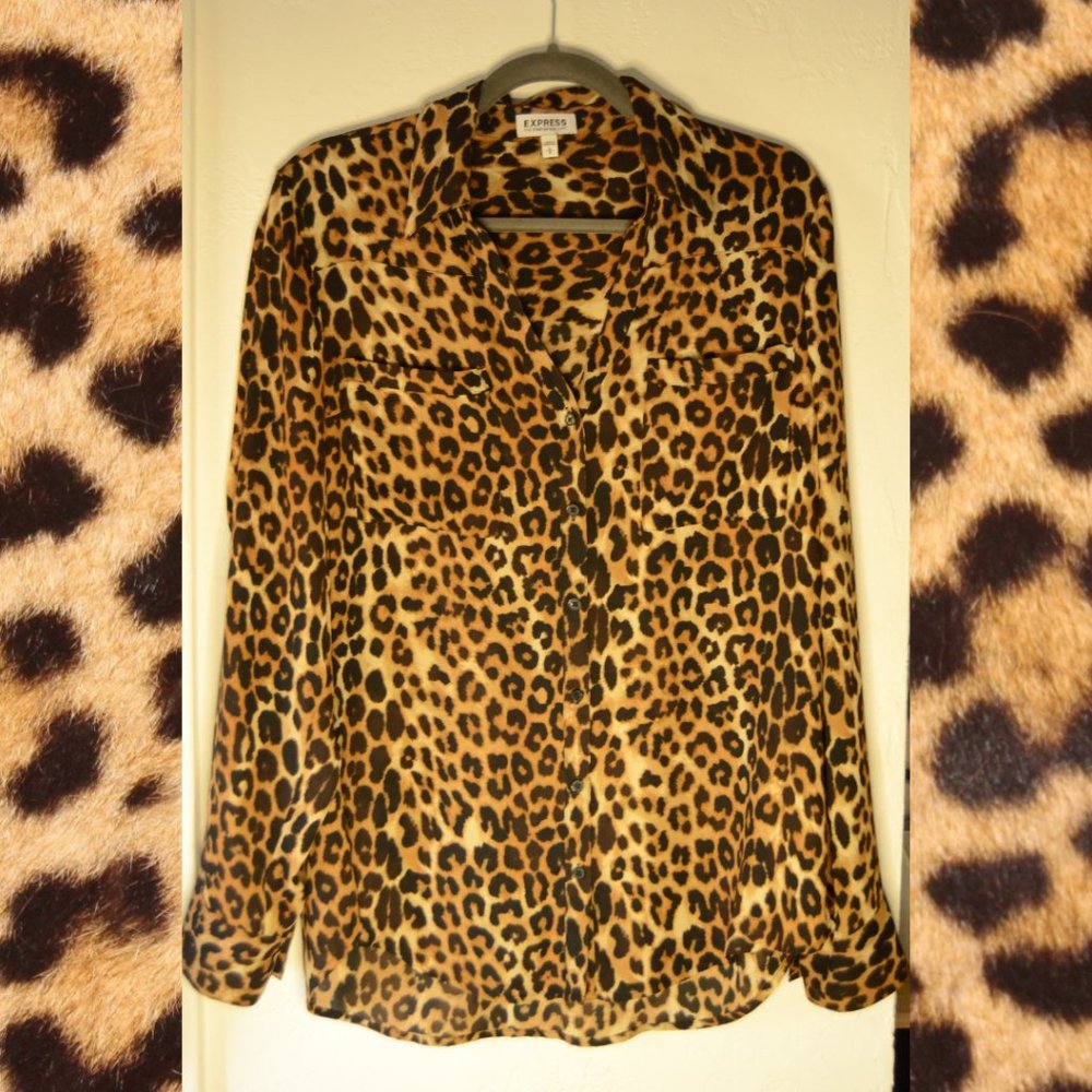 Express Cheetah Print Portofino Shirt